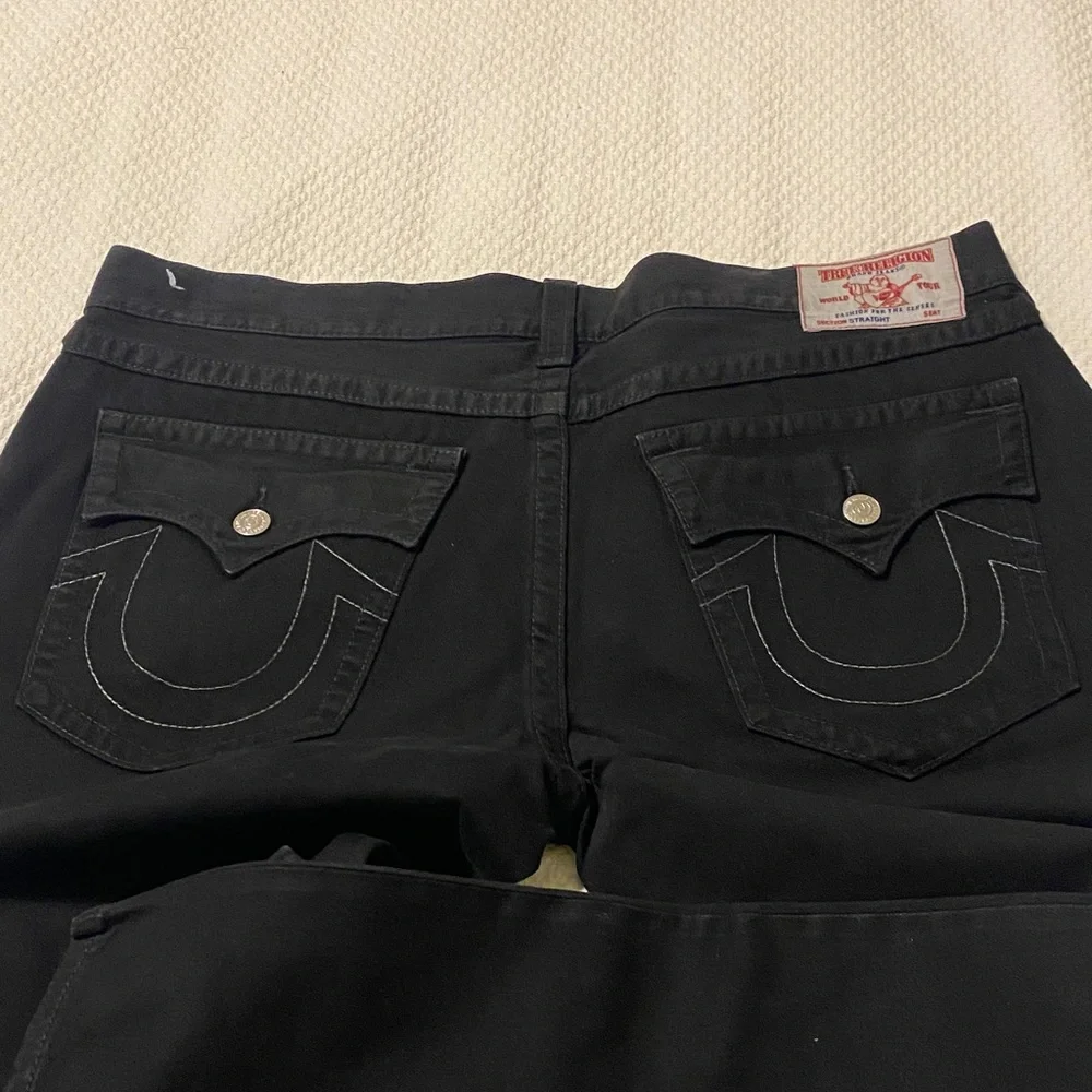 True Religion Men's Dark Jeans with Gold Button
